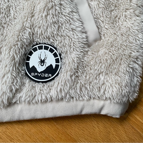 Spider Cozy Beige Sherpa 1/4 Zip Fleece Women Sweater - Picture 7 of 12